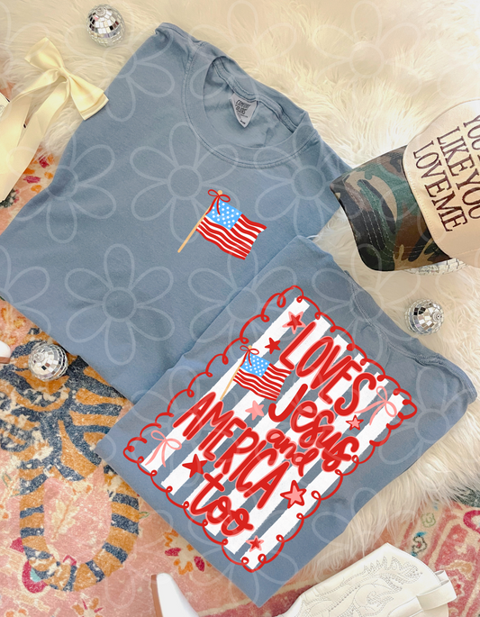 Love Jesus And America Too DTF Transfer