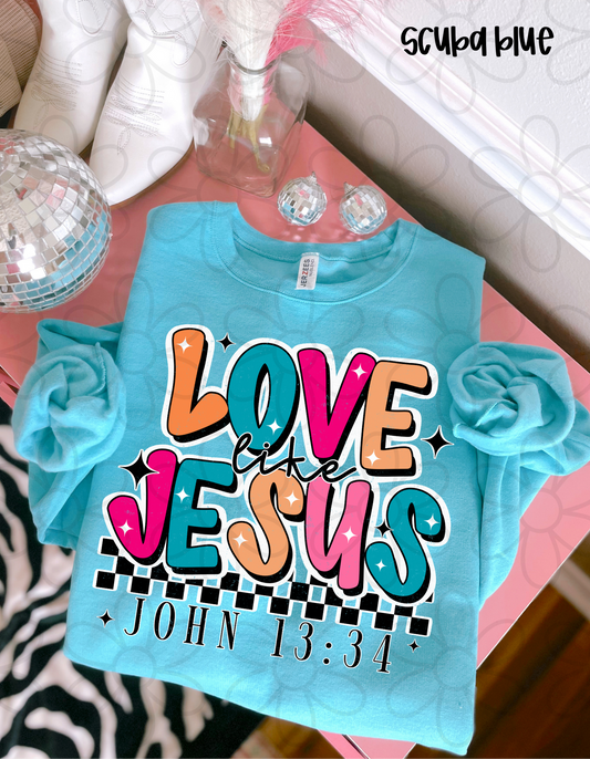 Love Like Jesus Checkered Stars DTF Transfer