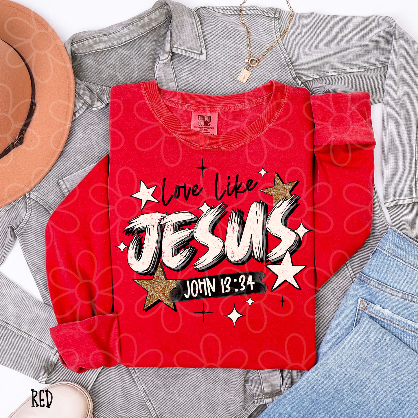 Love Like Jesus Gold Stars Kids Completed Tee