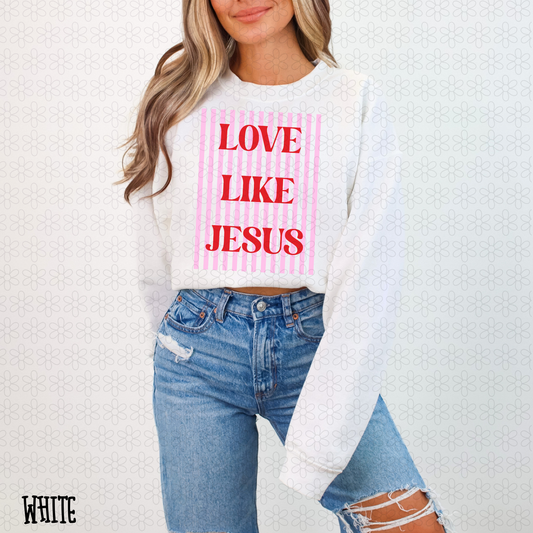 Love Like Jesus Pink Stripes Completed Tee