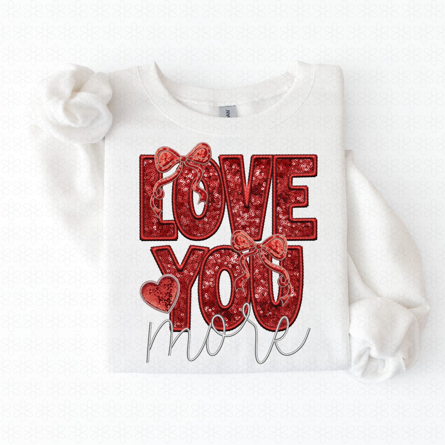 Love You More Red Sequins Kids Completed Tee