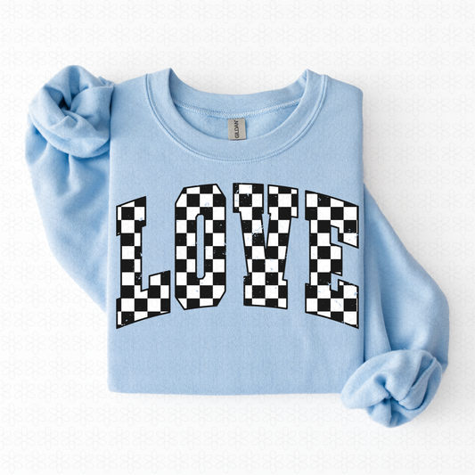 Loved Black White Checkered Completed Tee