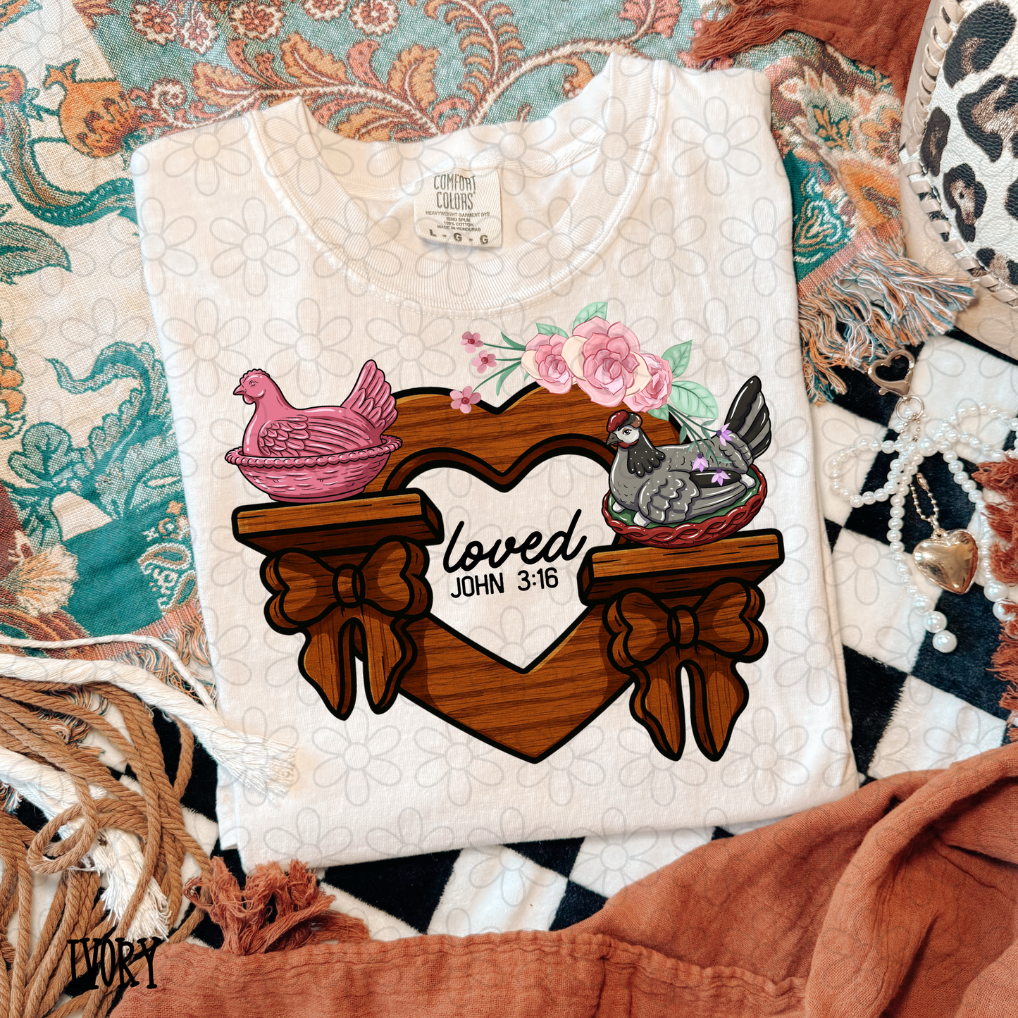 Loved Chickens Heart Completed Tee