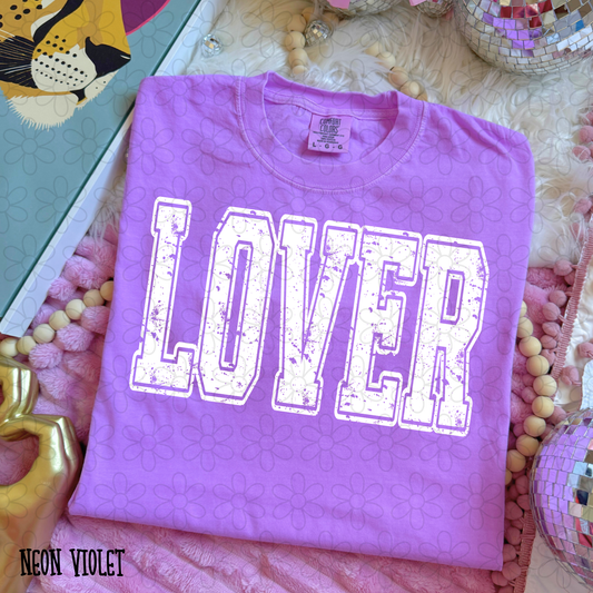 Lover Varsity White DTF Transfer