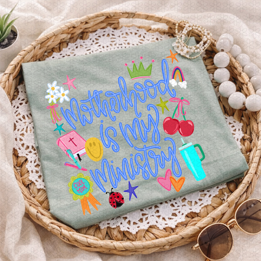 MOTHERHOOD is my Ministry- BLUE Completed Tee
