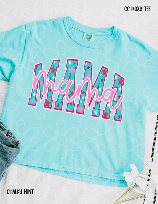 MaMa Blue And Pink Stars DTF Transfer
