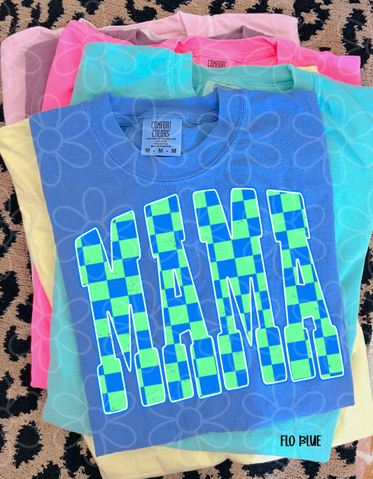 MaMa Green & Blue Checkered DTF Transfer