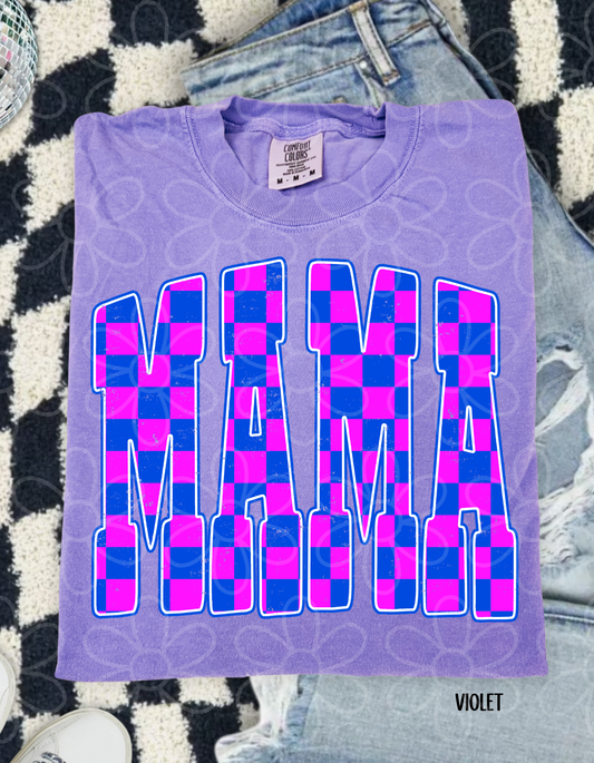 MaMa Pink & Blue Checkered DTF Transfer
