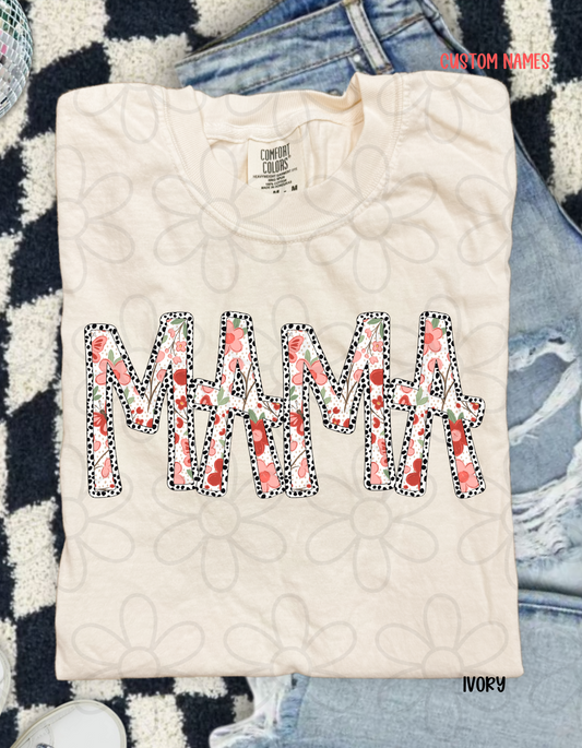 MaMa Speckled Red Floral DTF Transfer