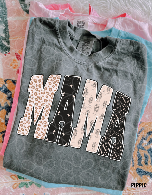 MaMa Tan & Black Patterns DTF Transfer