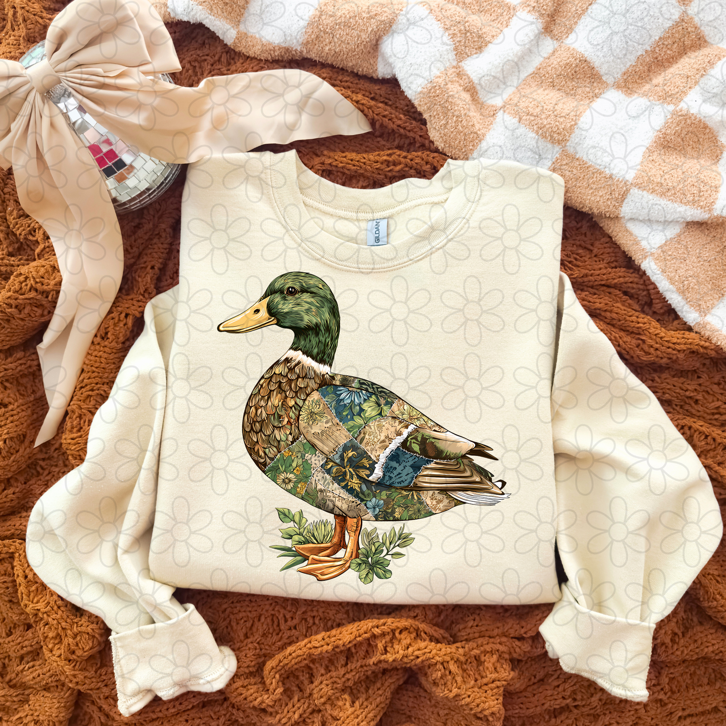 Mallard Duck Floral Patterns Completed Tee