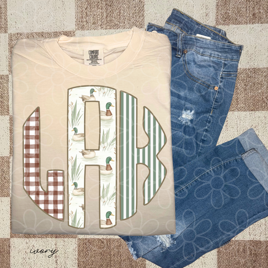 Mallard Duck Stripes Custom Monogram DTF Transfer