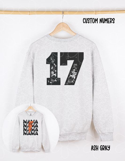 Mama Basketball Bolt Custom Number Completed Tee