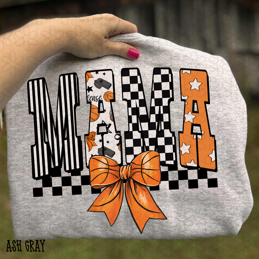 Mama Basketball Bow Checkered DTF Transfer