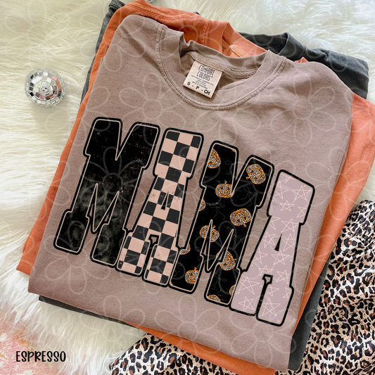 Mama Black Checkered Pumpkins DTF Transfer