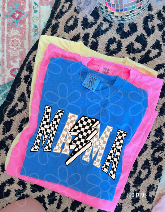Mama Black & Tan Checkered Bolt Completed Tee