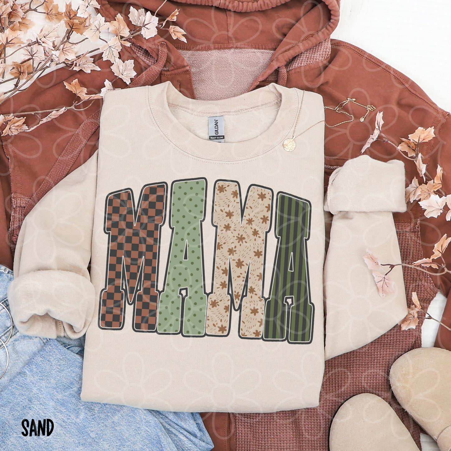 Mama Brown & Green Completed Tee