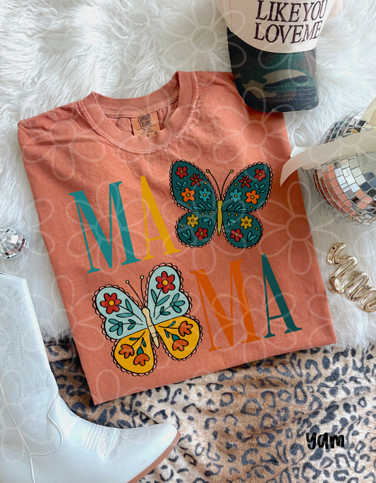 Mama Butterfly Floral Completed Tee