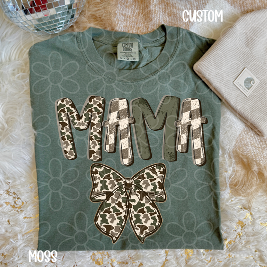 Custom Name Camo Bow Checkered Green Completed Tee