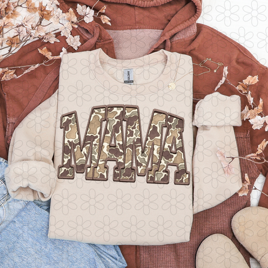 Mama Camo Brown Stitch DTF Transfer