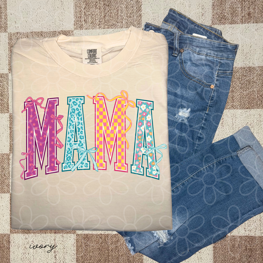 Mama Colorful Patterns Bows DTF Transfer