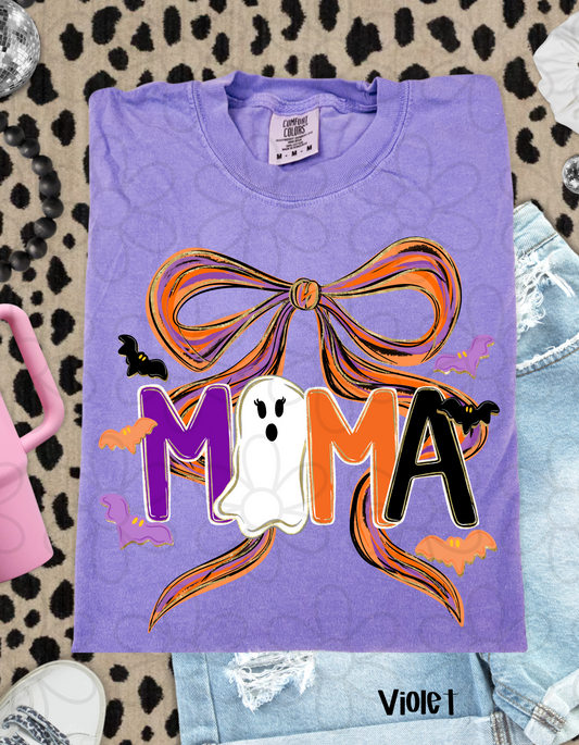 Mama Ghost Watercolor Bow DTF Transfer