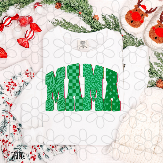 Mama Green Patterns Completed Tee