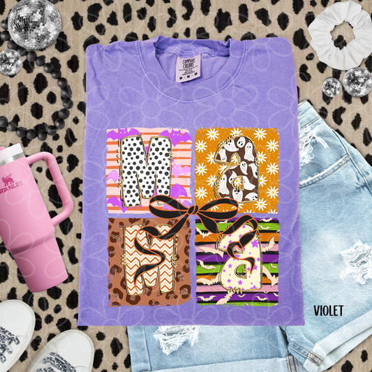 Mama Halloween Patterns Bow DTF Transfer