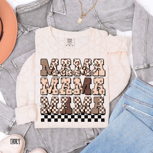 Mama Leopard Stars Checkered Completed Tee