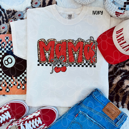 Mama Red Leopard Checkered DTF Transfer