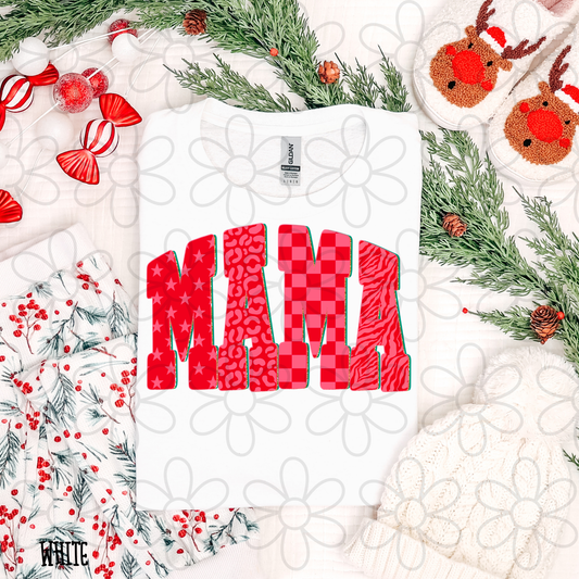 Mama Red Patterns Completed Tee