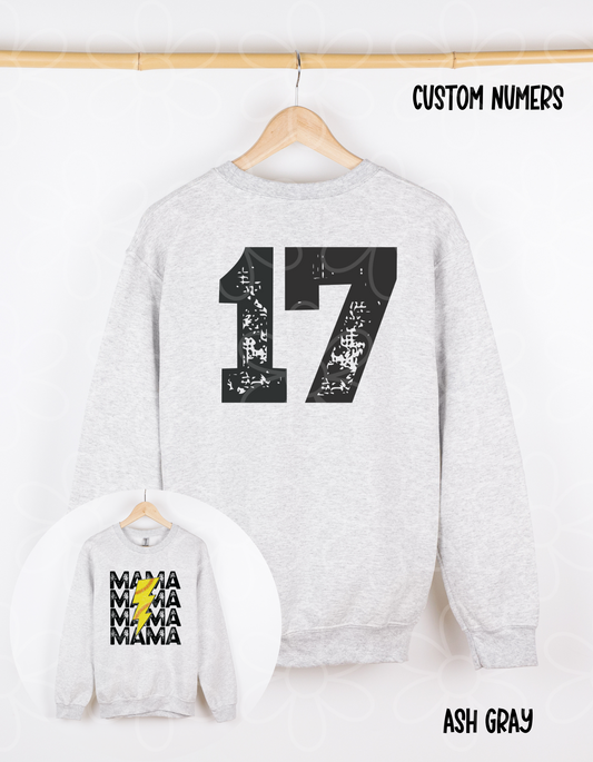 Mama Softball Bolt Custom Number Completed Tee
