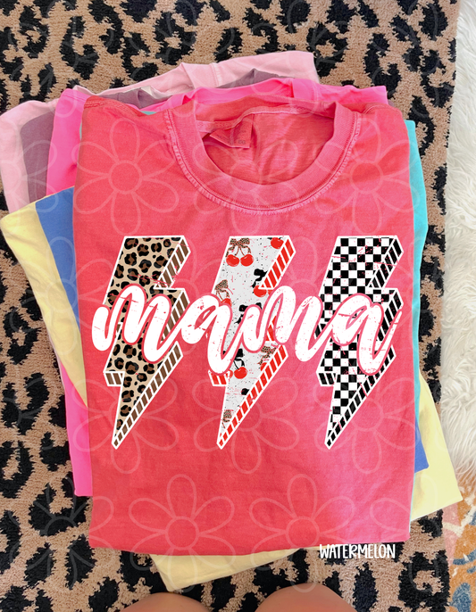 Mama White Patterned Bolts DTF Transfer