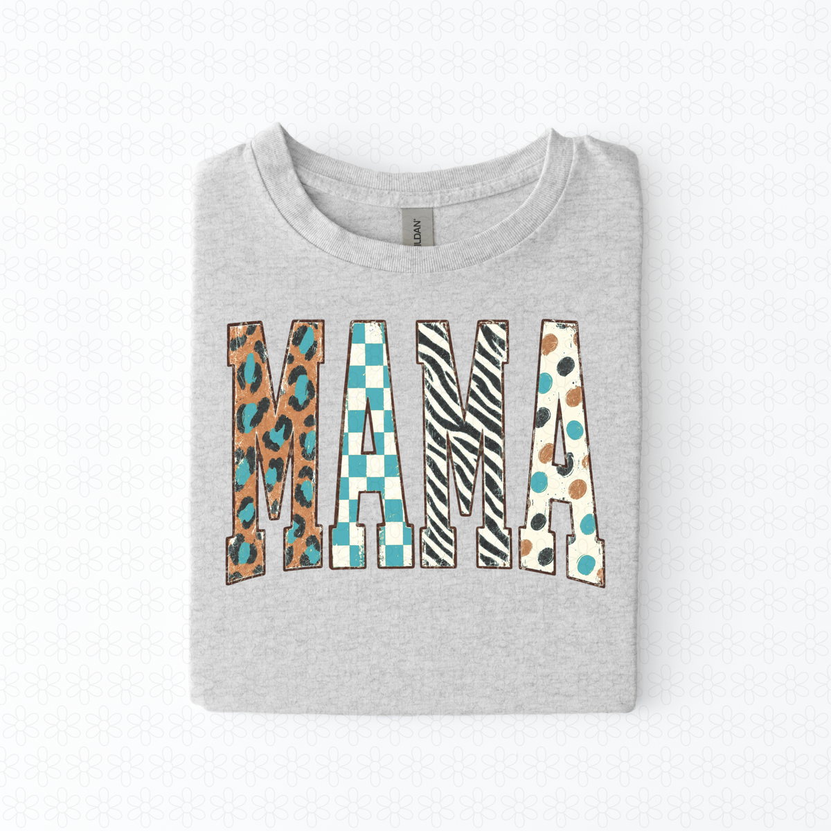 Mama Blue Leopard Checkered Completed Tee