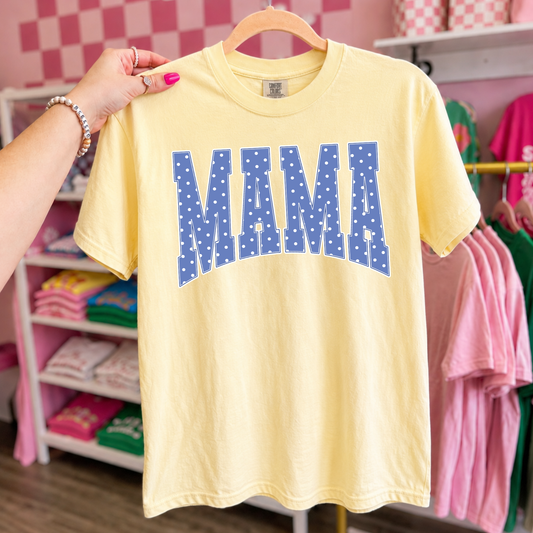 Mama Blue Polka Dot DTF Transfer
