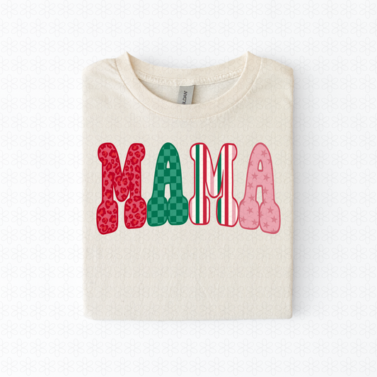 Mama Christmas Leopard Completed Tee