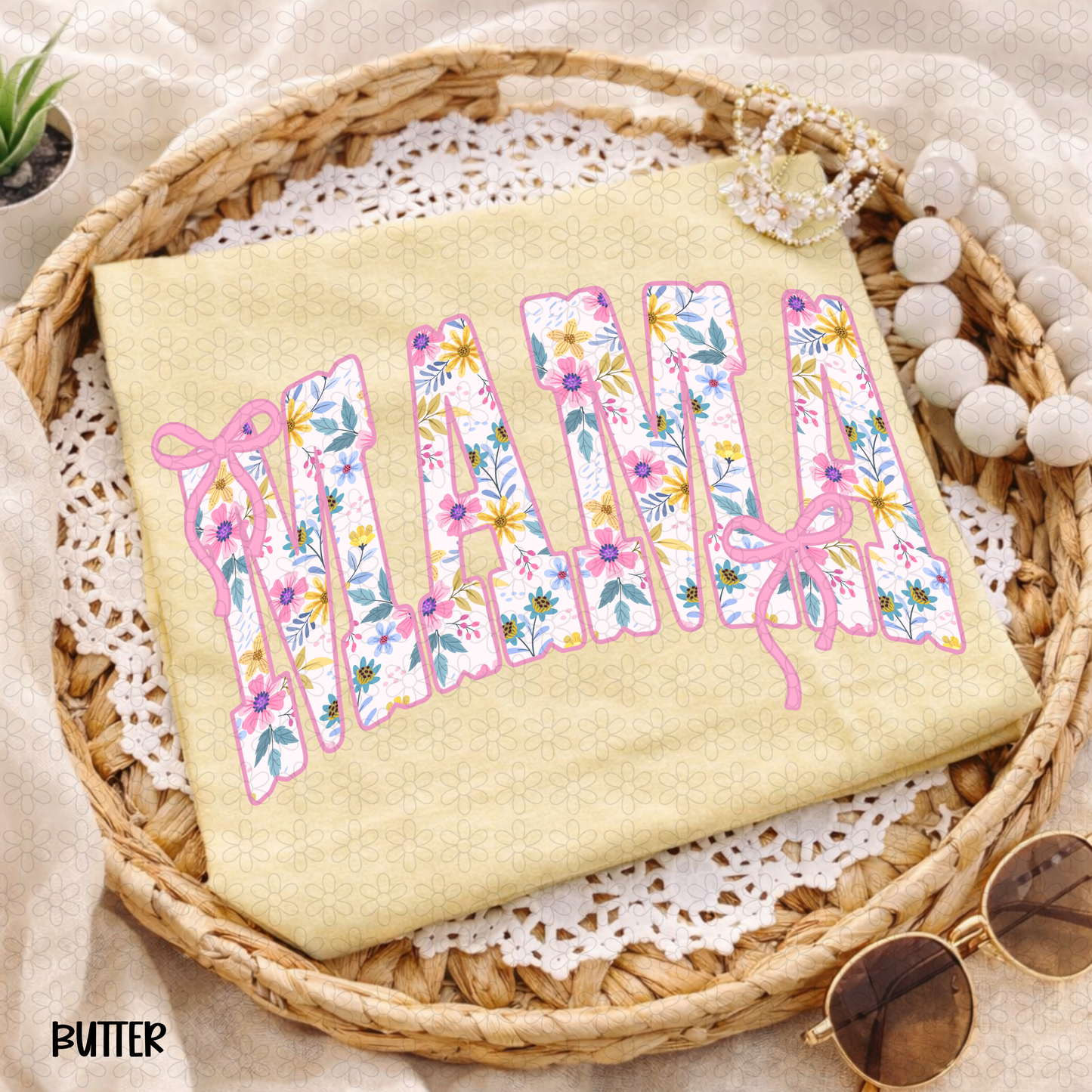 Mama Flower Coquette Patchwork Completed Tee