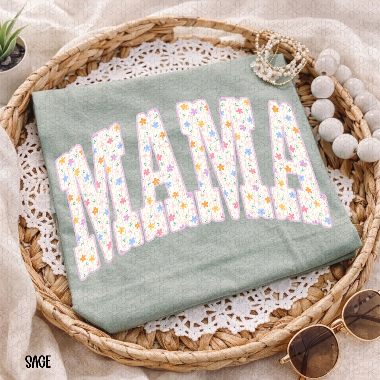 Mama Flowers Completed Tee