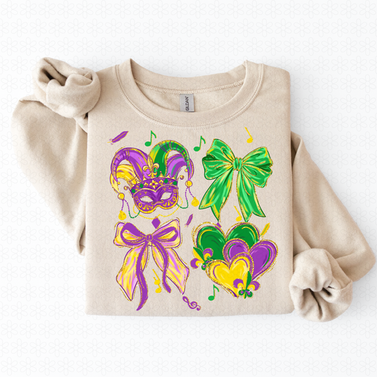 Mardi Gras Mask Bows Completed Tee