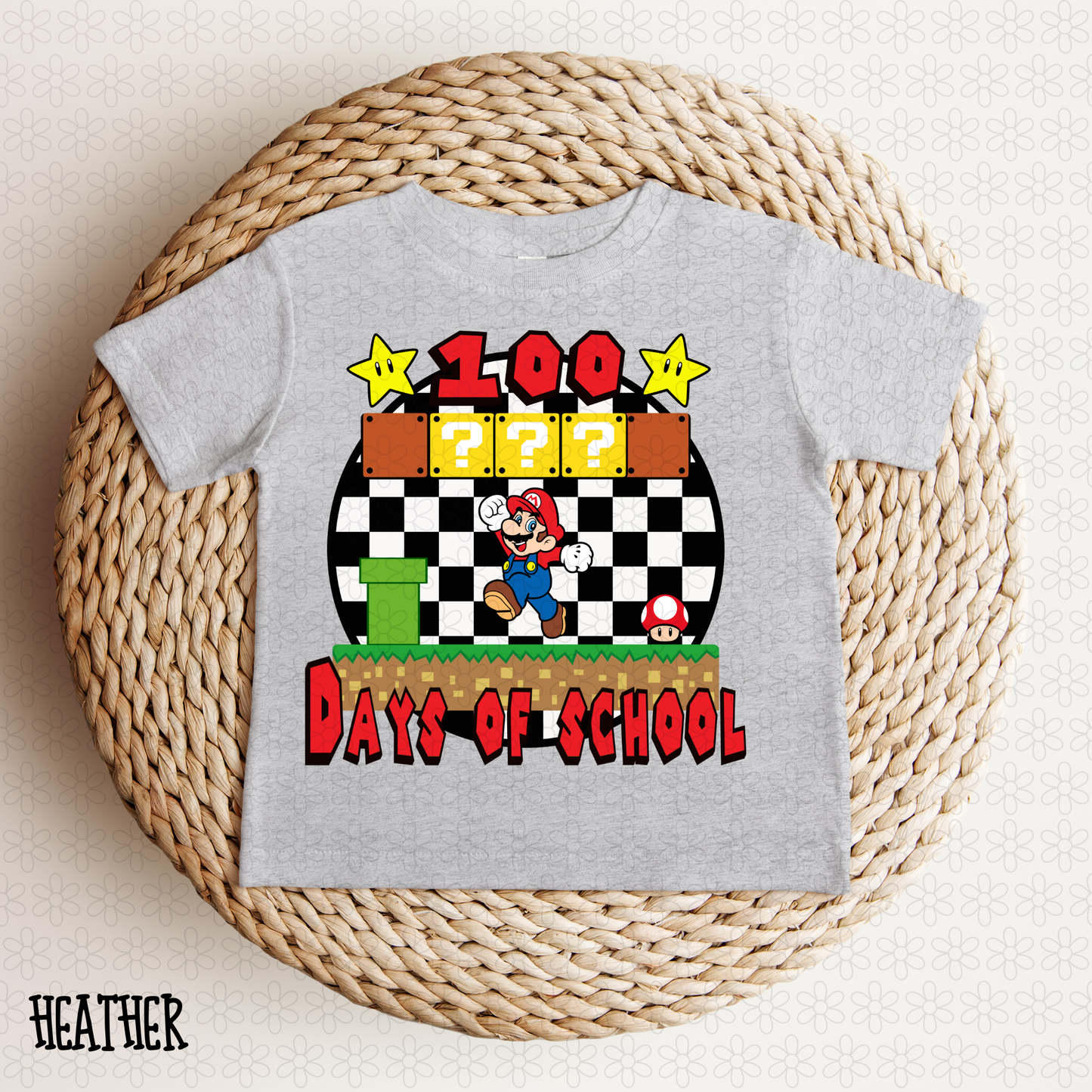 Mario 100 Days Of School Kids Completed Tee