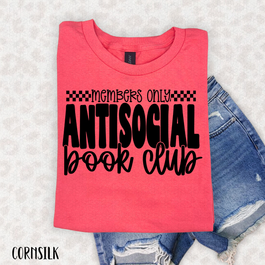 Members Only Antisocial Book Club Completed Tee