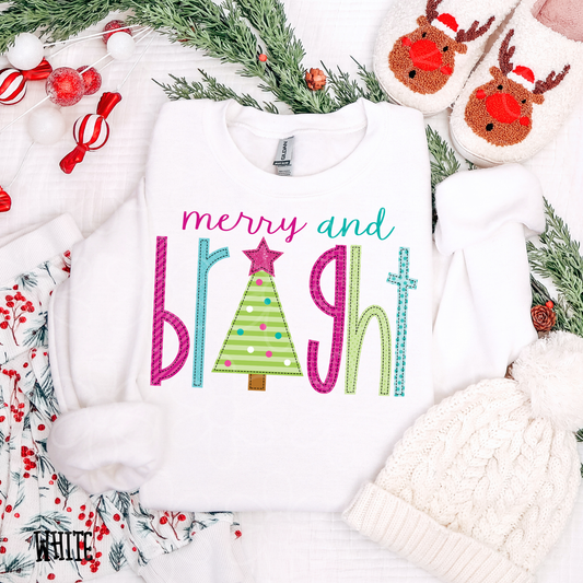 Merry And Bright Christmas Tree Kids Completed Tee