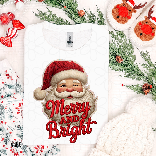 Merry And Bright Santa Claus Kids Completed Tee
