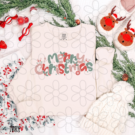 Merry Christmas Bubble Letters DTF Transfer
