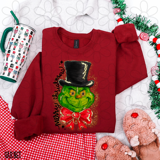 Merry Christmas Grinch Gold Glitter Completed Tee