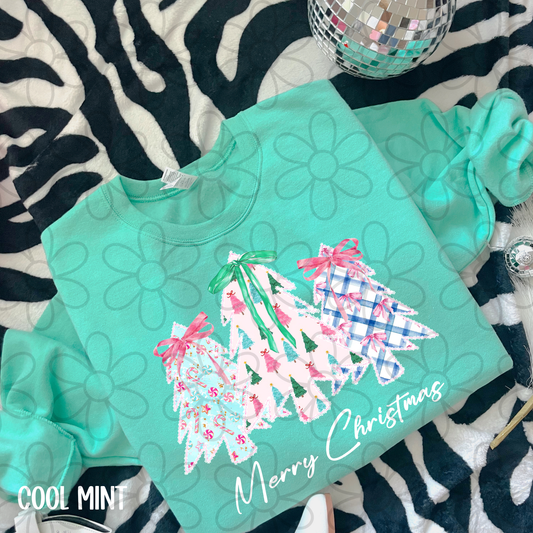 Merry Christmas Pattern Trees DTF Transfer