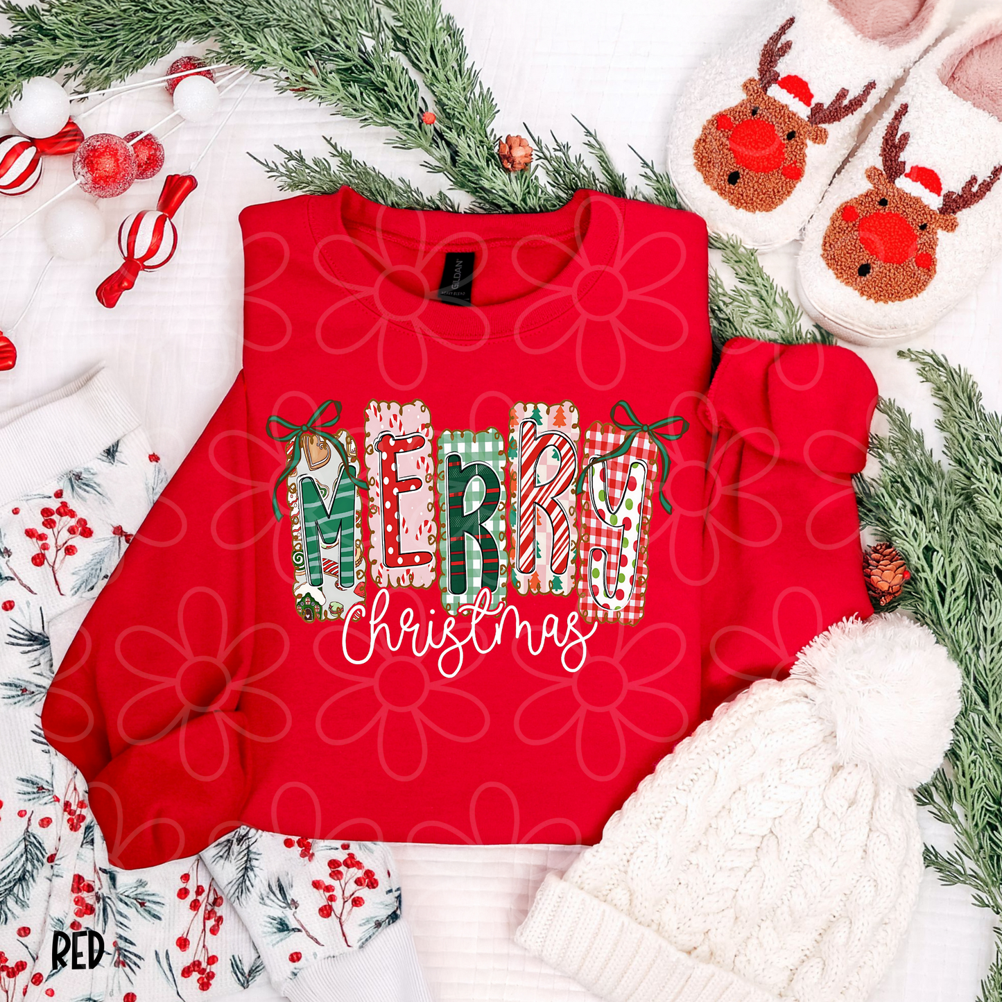 Merry Christmas Patterns Kids Completed Tee