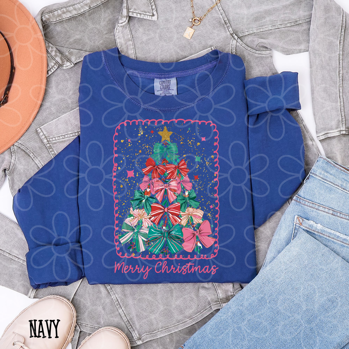 Merry Christmas Tree Bows Kids Completed Tee