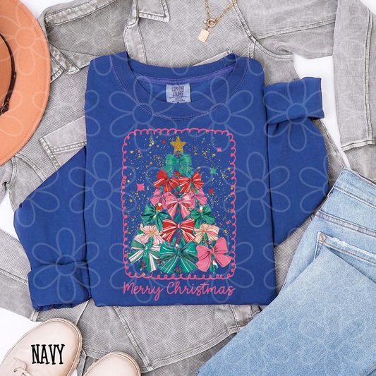 Merry Christmas Tree Bows Kids Completed Tee
