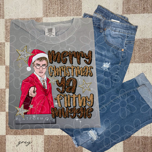 Merry Christmas Ya Filthy Muggle Leopard Completed Tee